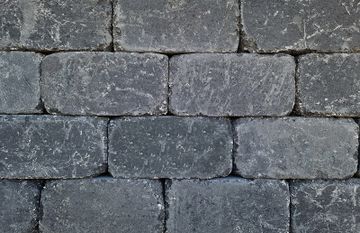 Muurblok getrommeld - Linea - 15x15x30 cm - Antraciet